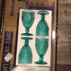 Pioneer Woman Teal Goblets